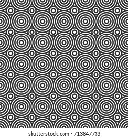 Round monochrome shape. Geometric seamless pattern in line style. Vector illustration for minimalistic design. Abstract background.