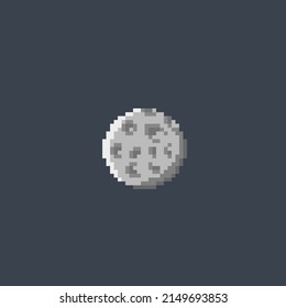 luna redonda en el estilo de arte de píxeles