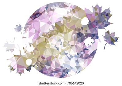 Round mosaic background with maple leaves silhouettes. Vector clip art.