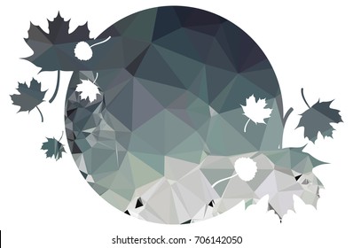Round mosaic background with maple leaves silhouettes. Vector clip art.