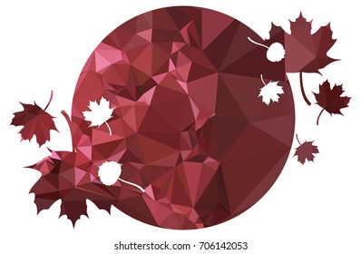 Round mosaic background with maple leaves silhouettes. Vector clip art.