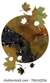 Round mosaic background with maple leaves silhouettes. Vector clip art.