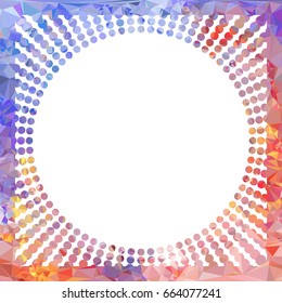 Round mosaic frame with halftone dots for text, photos and pictures. Vector clip art.