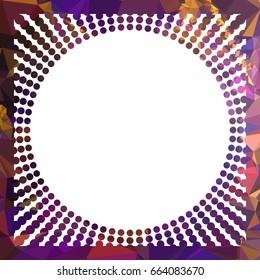 Round mosaic frame with halftone dots for text, photos and pictures. Vector clip art.