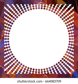 Round mosaic frame with halftone dots for text, photos and pictures. Vector clip art.