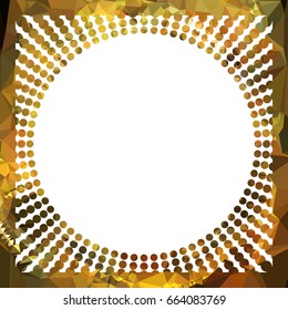 Round mosaic frame with halftone dots for text, photos and pictures. Vector clip art.