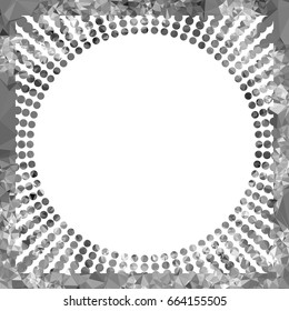 Round mosaic frame with halftone dots for text, photos and pictures. Vector clip art.