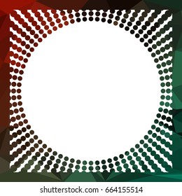 Round mosaic frame with halftone dots for text, photos and pictures. Vector clip art.