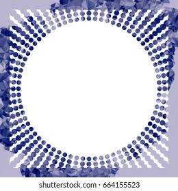 Round mosaic frame with halftone dots for text, photos and pictures. Vector clip art.