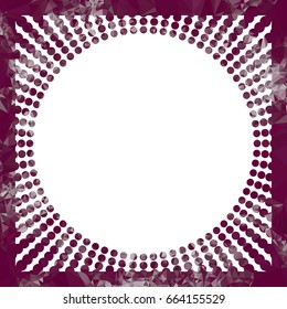 Round mosaic frame with halftone dots for text, photos and pictures. Vector clip art.