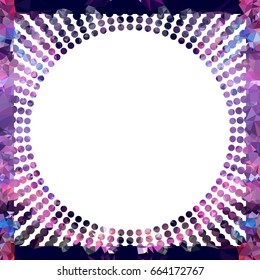 Round mosaic frame with halftone dots for text, photos and pictures. Vector clip art.