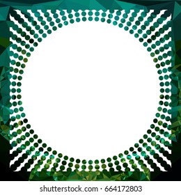 Round mosaic frame with halftone dots for text, photos and pictures. Vector clip art.