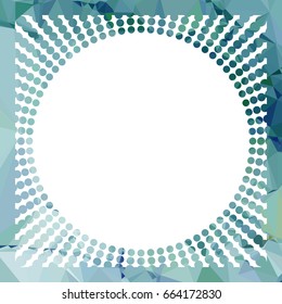 Round mosaic frame with halftone dots for text, photos and pictures. Vector clip art.