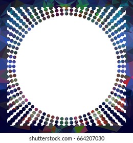 Round mosaic frame with halftone dots for text, photos and pictures. Vector clip art.