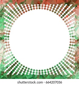 Round mosaic frame with halftone dots for text, photos and pictures. Vector clip art.