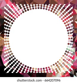 Round mosaic frame with halftone dots for text, photos and pictures. Vector clip art.