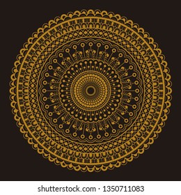 Round motif pattern design in golden and dark brown color