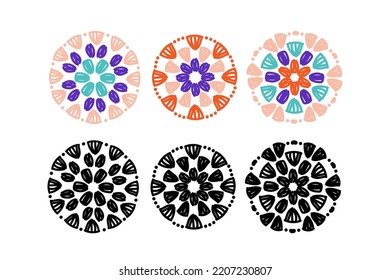 Round motifs set. Granny circle crochet patterns.