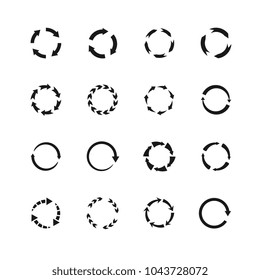 Round motion arrow vector symbols. Circle arrows icons. Round motion arrow symbol, recycling simple and continuity illustration