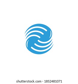 round motion blue water abstract geometric logo vector