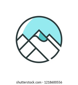 Round Mountain Logo, Vector Nature Icon