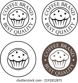 Round Muffin Icon with Text isolated on a White Background