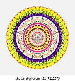 Round multi color with a bright mandala with a flower pattern. vector in illustration