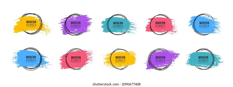 Round Multi Colored Logos And Frames. Frame, Flyer Or Logo Design Template. Creative Art And Graphic Design Elements.