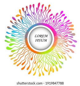 Round multicolored frame of flowers. Vector illustration