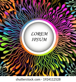 Round multicolored frame of flowers. Vector illustration