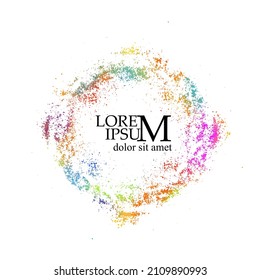 Round multi-colored frame from spots of paint. Background from blots. Grunge Design Element. Brush Strokes. Vector illustration