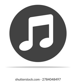 Round music note icon transparent vector isolated illustration