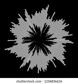 Round music wave equalizer sound symbol icon design isolated on black background