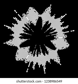 Round music wave equalizer sound symbol icon design isolated on black background