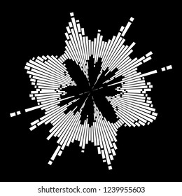 Round music wave equalizer sound symbol icon design isolated on black background