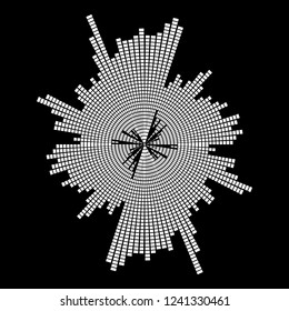 Round music wave equalizer sound symbol icon design isolated on black background