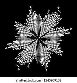 Round music wave equalizer sound symbol icon design isolated on black background