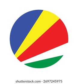 Round national flag of Seychelles. Seychelles flag. Vector illustration.