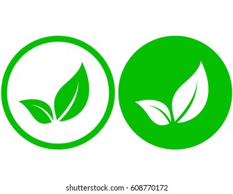 round natural icon with green leaf image