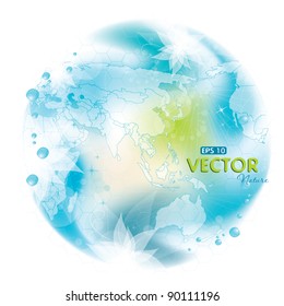 Round nature design with map, vector illustration, contain gradient mesh, eps-10