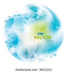 Round nature design with map, vector illustration, contain gradient mesh, eps-10