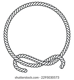 Nautical rope border. Nautical tied ropes line, sea ship anc