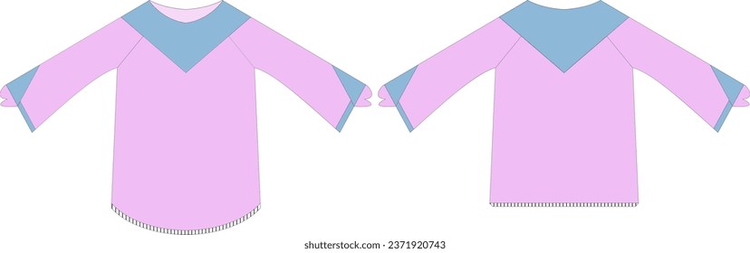 round neck long sleeve round bottom with color