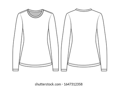 round neck t shirt  fashion flat sketch template