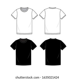 round neck t shirt  men fashion flat sketch template