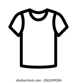 Round neck t-shirt icon on white background. Linear style sign for mobile concept and web design. Vector Illustration