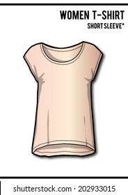 Round neck t-shirt,pink color,vector