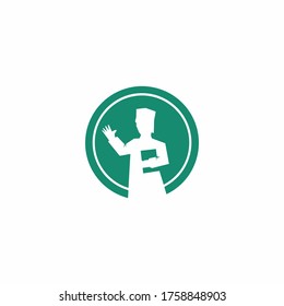 round negative space of islamic academician bringing book logo