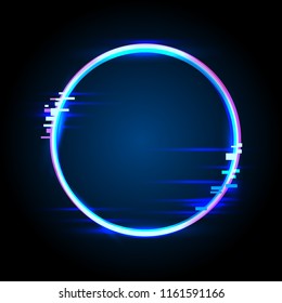 round neon banner vector illustration on dark background
