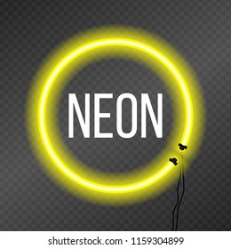 Round neon frame on transparency background.